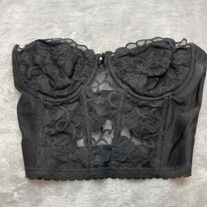 Vintage Valmont Corset Bustier Womens 36C Black Lace Strapless Underwire Sexy‎
